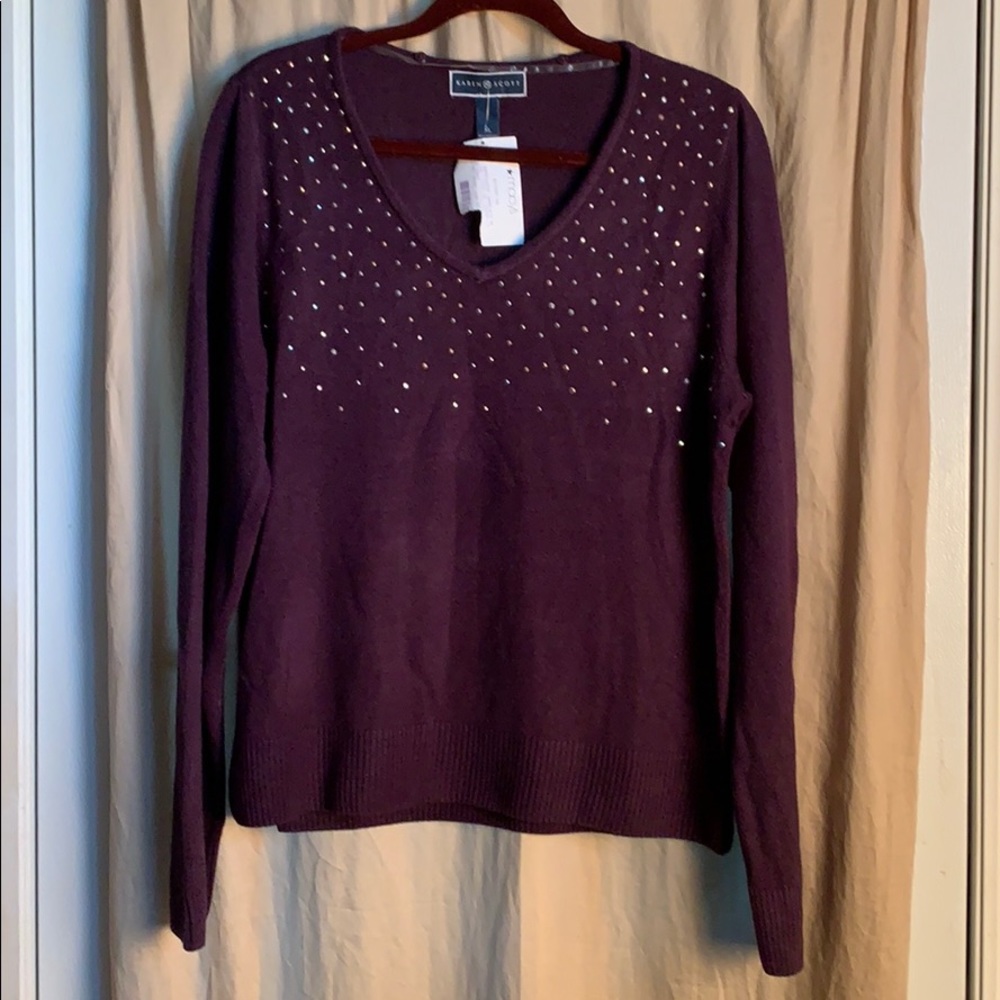 Purple Sweater with Rhinestoned Front